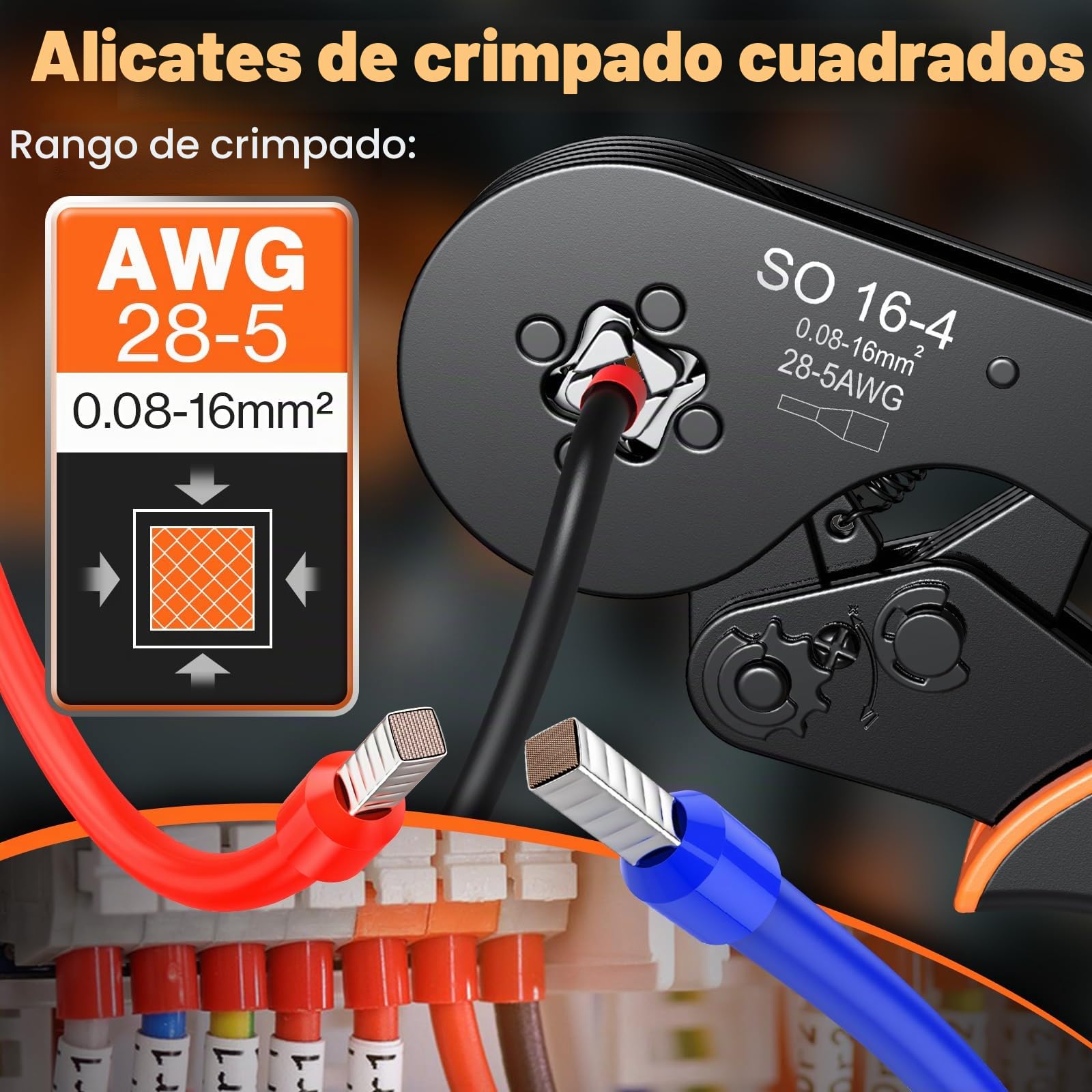 Crimpadora Terminales Electricos, Kit Profesional con 1500 Terminales y Maletín, Alicate de Crimpar con Trinquete Ahorrador 0.08-16mm² para Electricistas