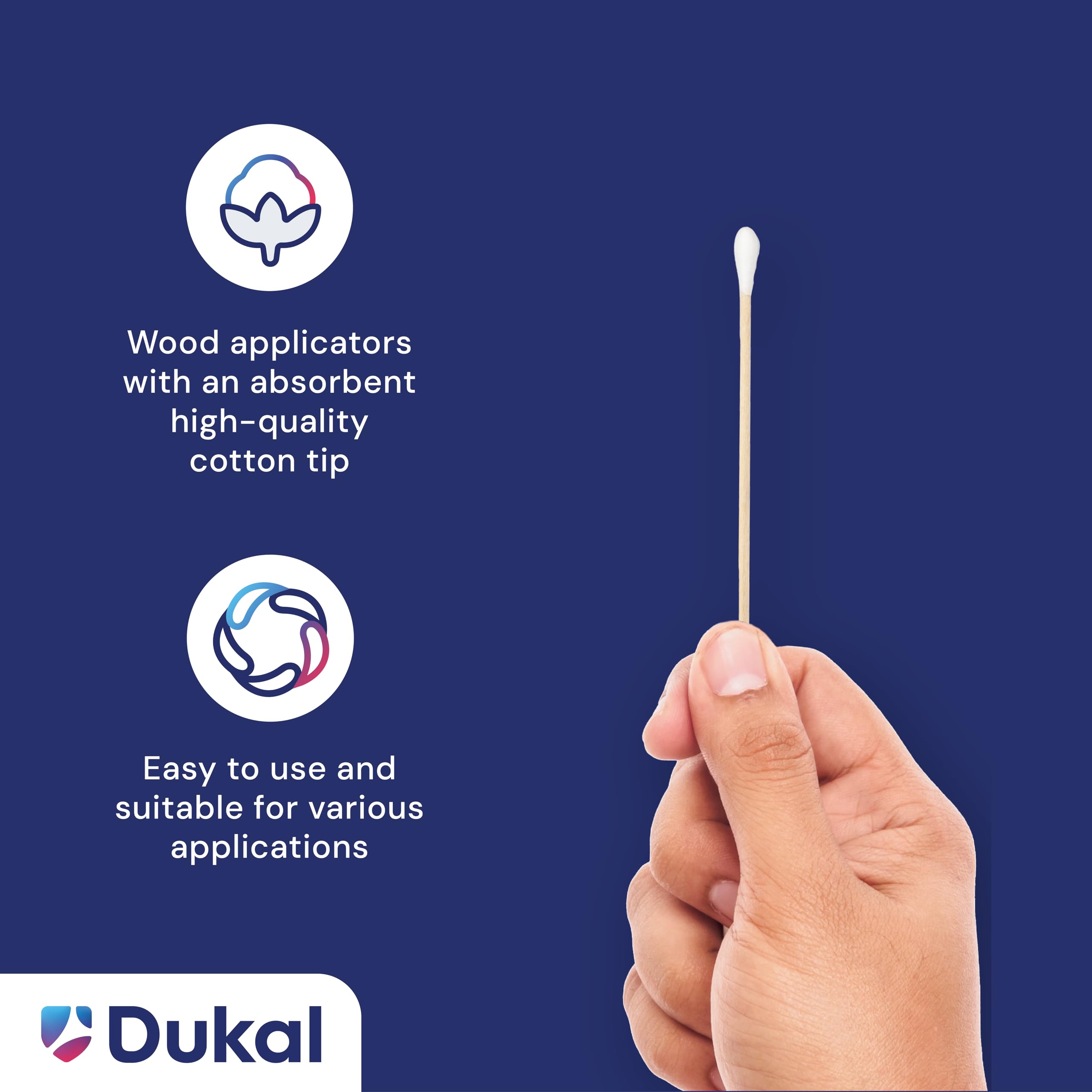 Dukal Applicatore con punta in cotone, sterile, 7,6 cm (200 scatole da 10) (confezione da 2000)