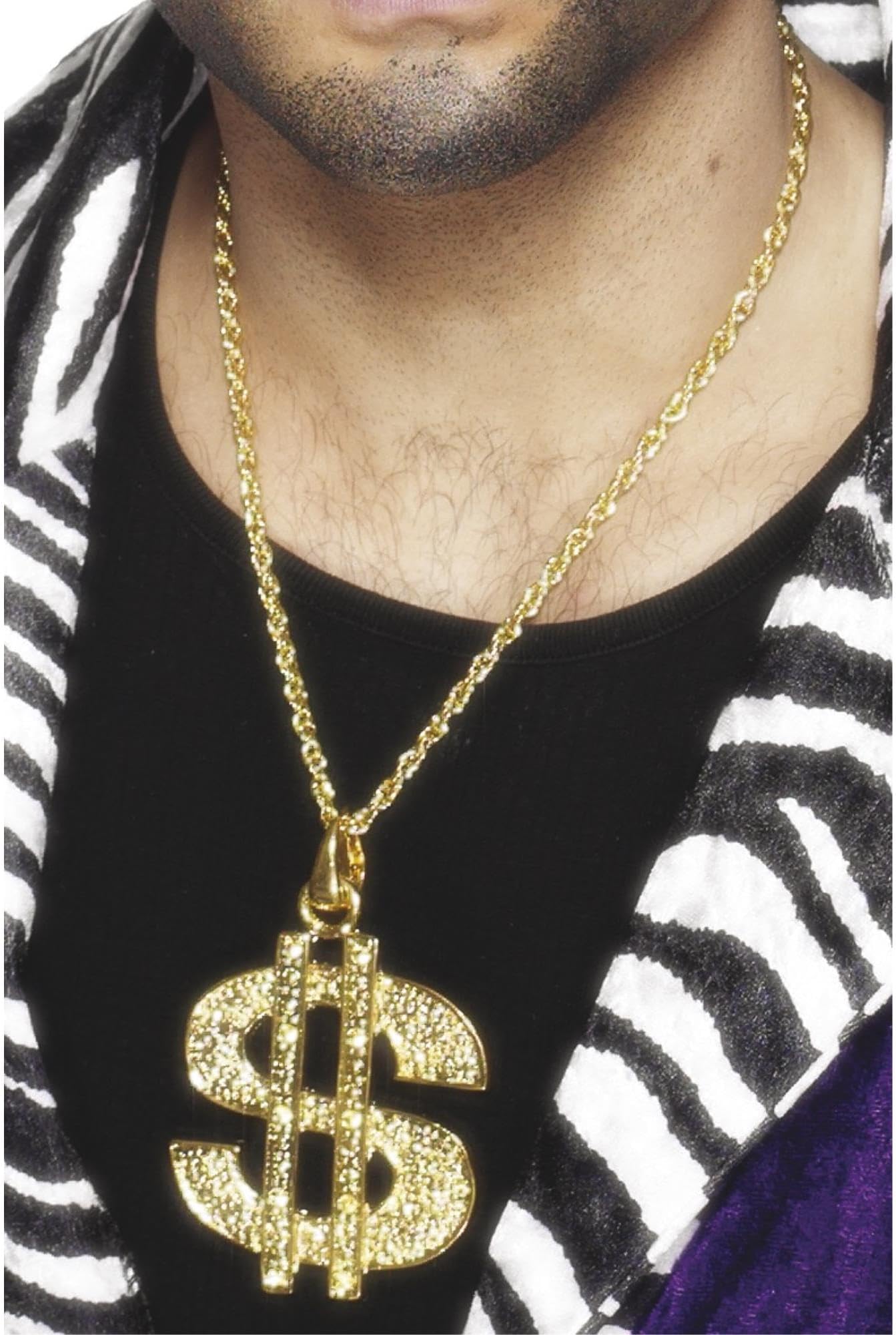 Smiffy's Medaillon mit Dollar-Zeichen, auf Kette, goldfarben