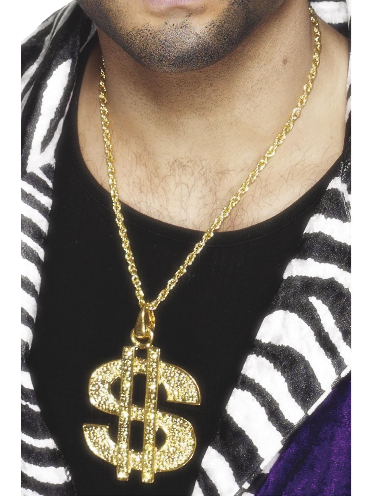 Smiffy's Medaillon mit Dollar-Zeichen, auf Kette, goldfarben
