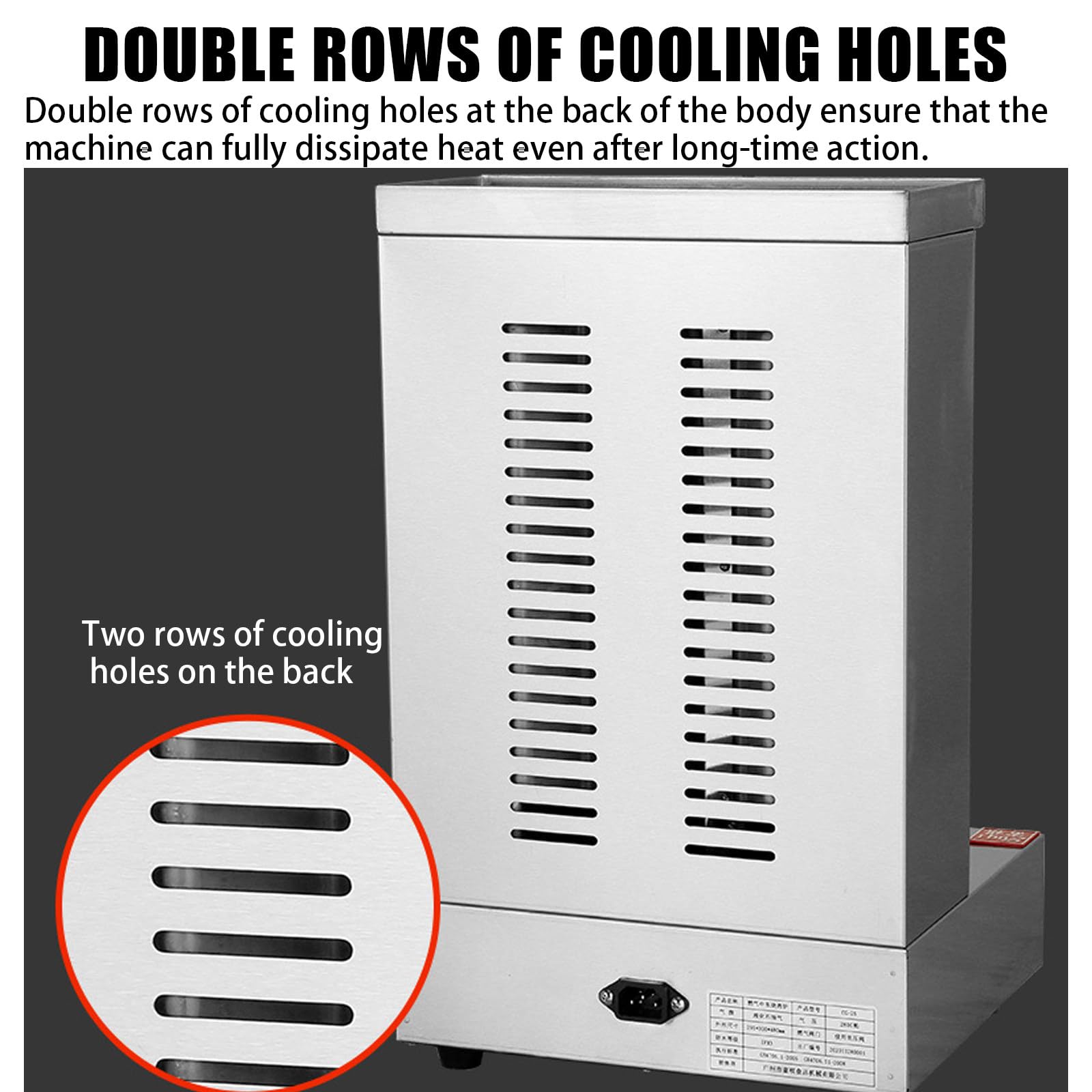 Parrilla De Gas para Kebab, Horno De Barbacoa Vertical Giratorio De 360°, MáQuina para Hacer Kebab De Pavo Sin Humo con Interruptor De Ajuste De Temperatura, para Cocina,Silver-L