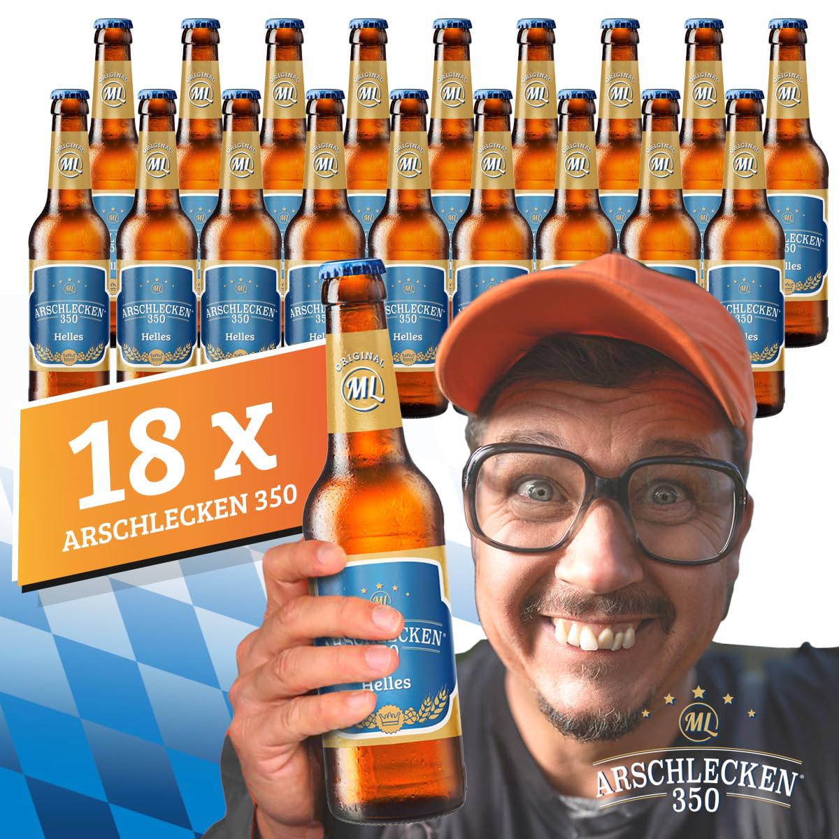 18 Flaschen Arschlecken 350 Helles Bier in der 0,33 l Longneckflasche