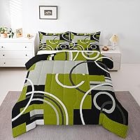 Vista 12 de Moderno juego de ropa de cama de color morado, negro y gris, edredón de círculos geométricos con espirales, edredón acolchado a rayas abstractas a