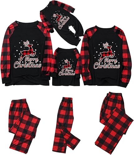 Pijamas de Navidad a juego para la familia, conjunto de pijamas de Navidad a cuadros, pijamas a juego para la familia