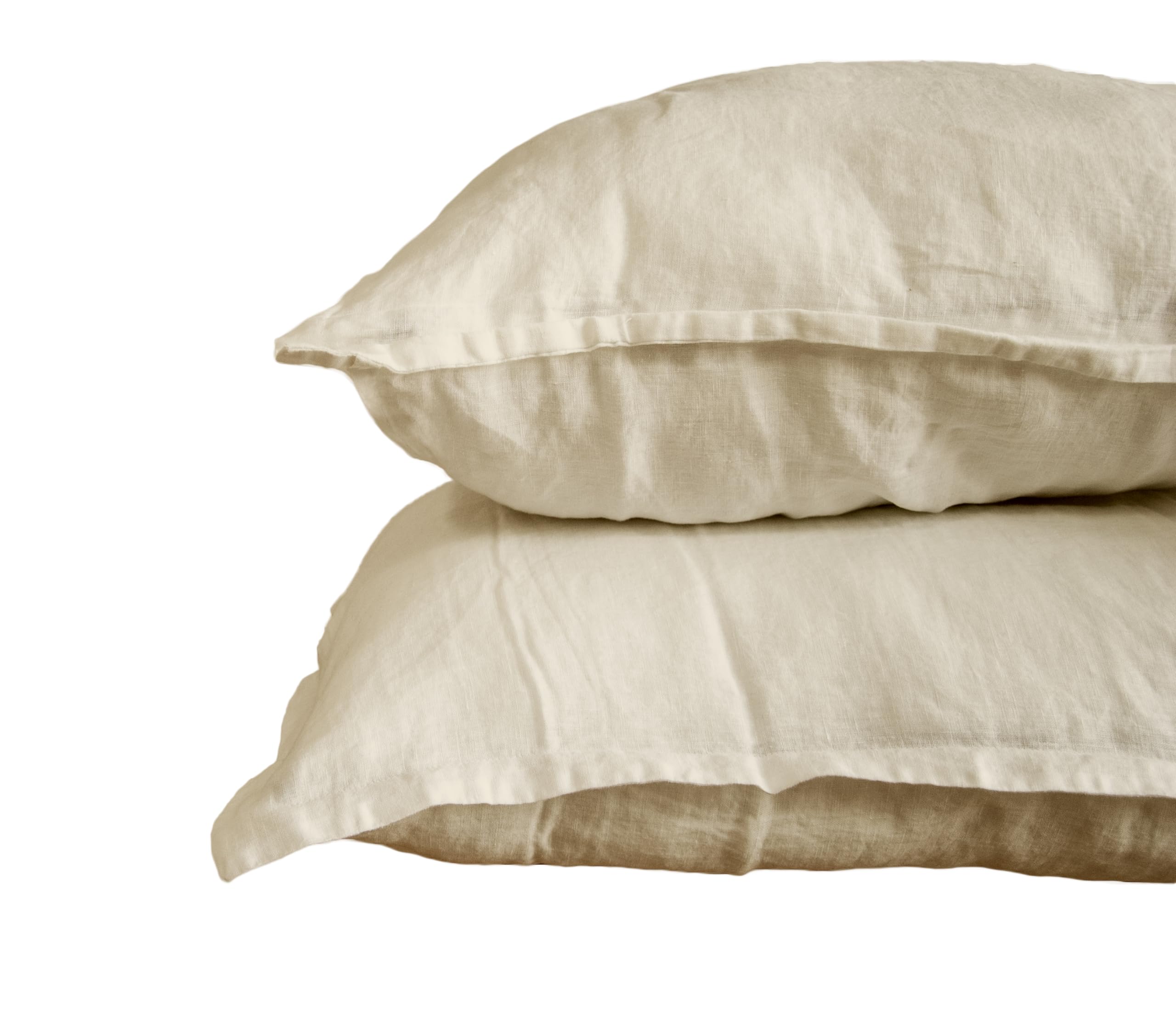 Tendencia Perso – Juego de edredón 100% puro lino prelavado beige – Funda nórdica de 140 x 200 cm + 1 funda de 63 x 63 cm – Ropa de cama de lino natural, suave y transpirable