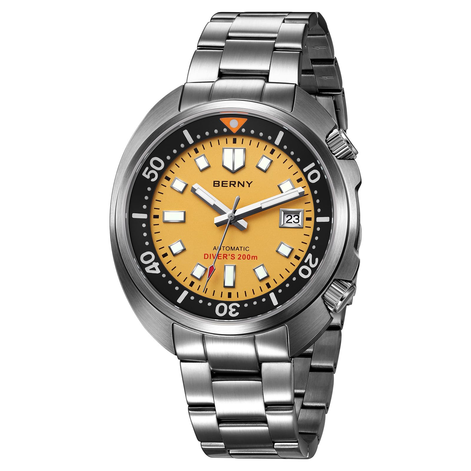 BERNY Relojes Hombres Reloj Automático 20ATM Reloj De Buceo Impermeable Reloj De Pulsera Mecánico Analógico para Hombres con Recubrimiento AR Súper Luminoso Lente De Zafiro Relojes De Moda