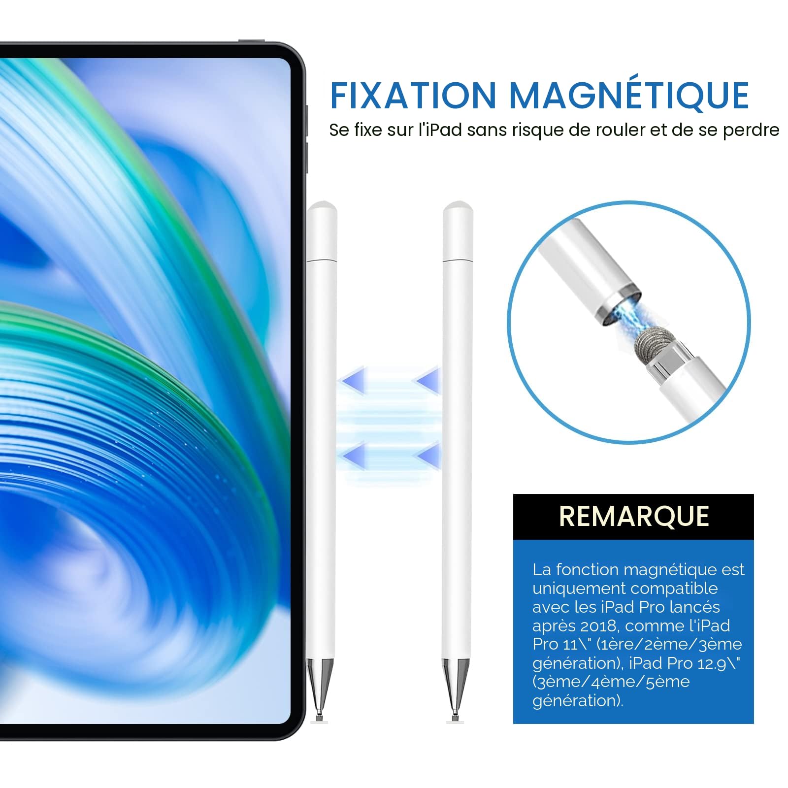 Stylet capacitif haute sensibilité pour écrans tactiles, universel Apple iPhone iPad Android Microsoft