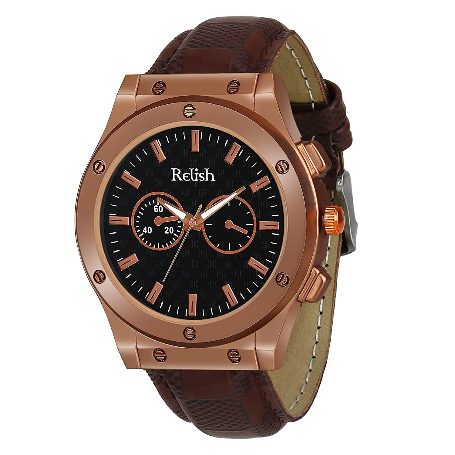 Relish Analogue Watch for Mens & Boys | Black Dial, Brown Colored Strap | RE-BB8073 (B092QVKB9F) Amazon Price History, Amazon Price Tracker