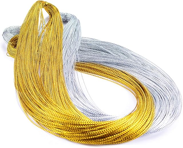 CYIOU 2 Rolls Twine String Thread Twist Ties Metallic String Polyester String Jewelry Cord for Christmas DIY Craft String Gift Wrapping