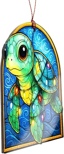 Miniatura 4 de Regalos de tortuga, orreño de tortuga marina, regalo para mujeres, regalo de playa, regalos costeros, adorno de Navidad 2025, efecto atrapasoles