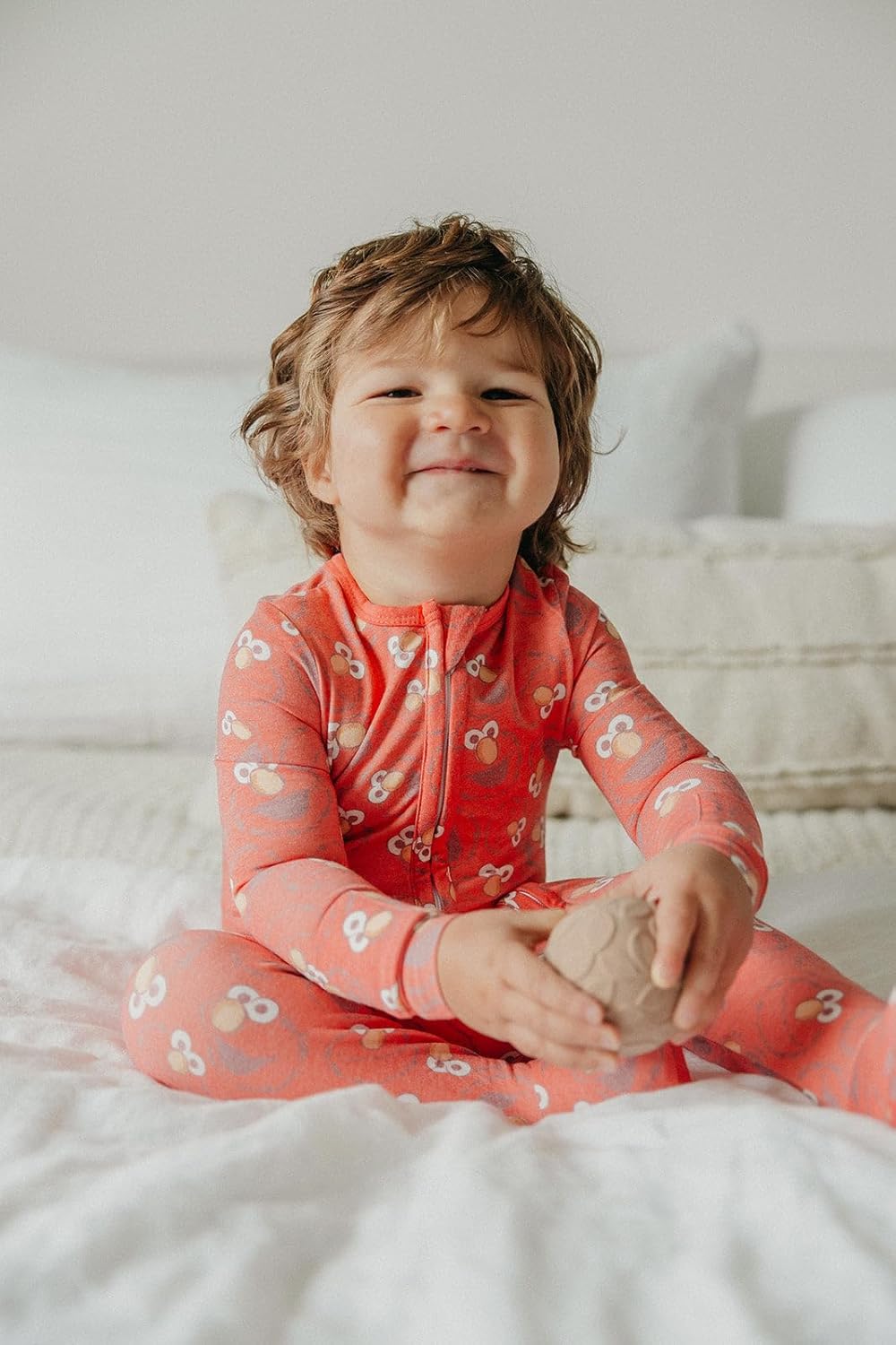 Copper Pearl Zip-Up Footie Baby Pajamas: Ultra-Soft Boys & Girls Pajamas, Premium Knit Fabric in Stylish Prints, Tag-Free with Two-Way Zipper, Newborn to 24 Months, Elmo - Image 7