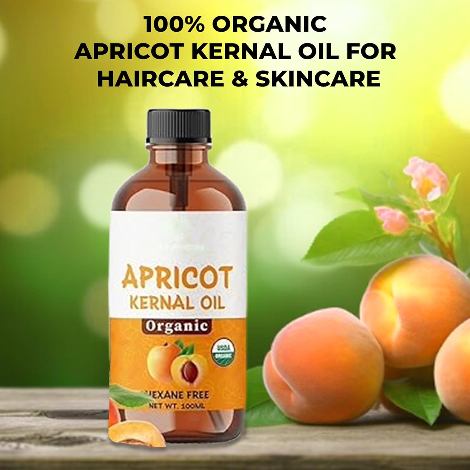 ABBASI & CO Apricot Kernel Oil – Large 100ml Cold-Pressed – USDA Certified Organic Moisturizer & Antioxidant for Face, Hair & Body Massage – 100% Pure Natural Skincare for All Skin Types - Image 4