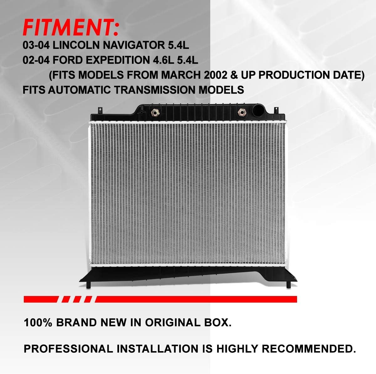 Auto Dynasty Radiator Compatible with 2002-2004 Ford Expedition Lincoln Navigator 4.6L 5.4L AT, DPI 2609 Factory Style 1-Row Cooling Radiator, Aluminum Core