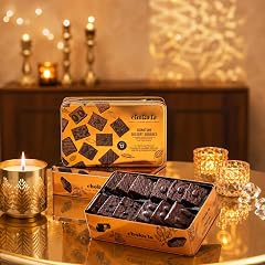 Chokola Signature Dessert Square Chocolate Hamper – Premium Sponge Cake Enrobed in Dark Chocolate (Brownie) with Assorted Flavours & Nuts | Luxury Chocolate Gift Box for Festivals Celebrations (180g, 12 pcs)