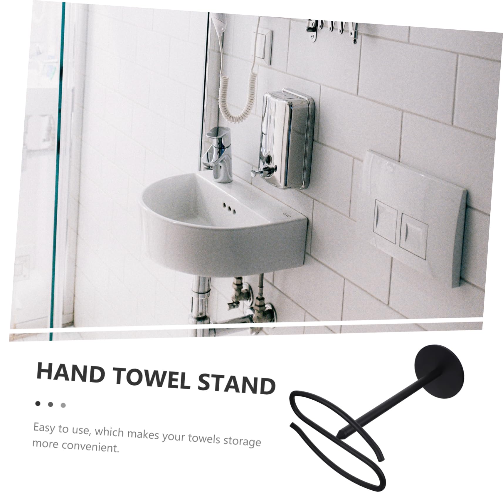 Cabilock Toallero de Baño Vertical de Acero Inoxidable Negro para Baño | Base Estable, sin Perforación, Admite Toallas de Varios Tamaños, Uso Diario en Hogar