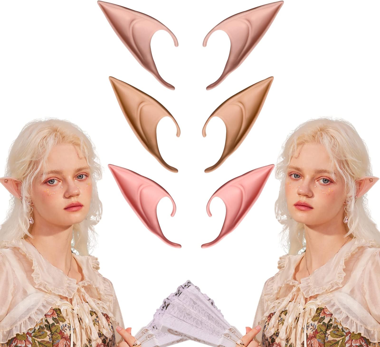 Exlinonline Elf Ears Cosplay Accessories For Women Outfit Fairy Anime Makeup Costume Of Christmas Party For Various Skin Color