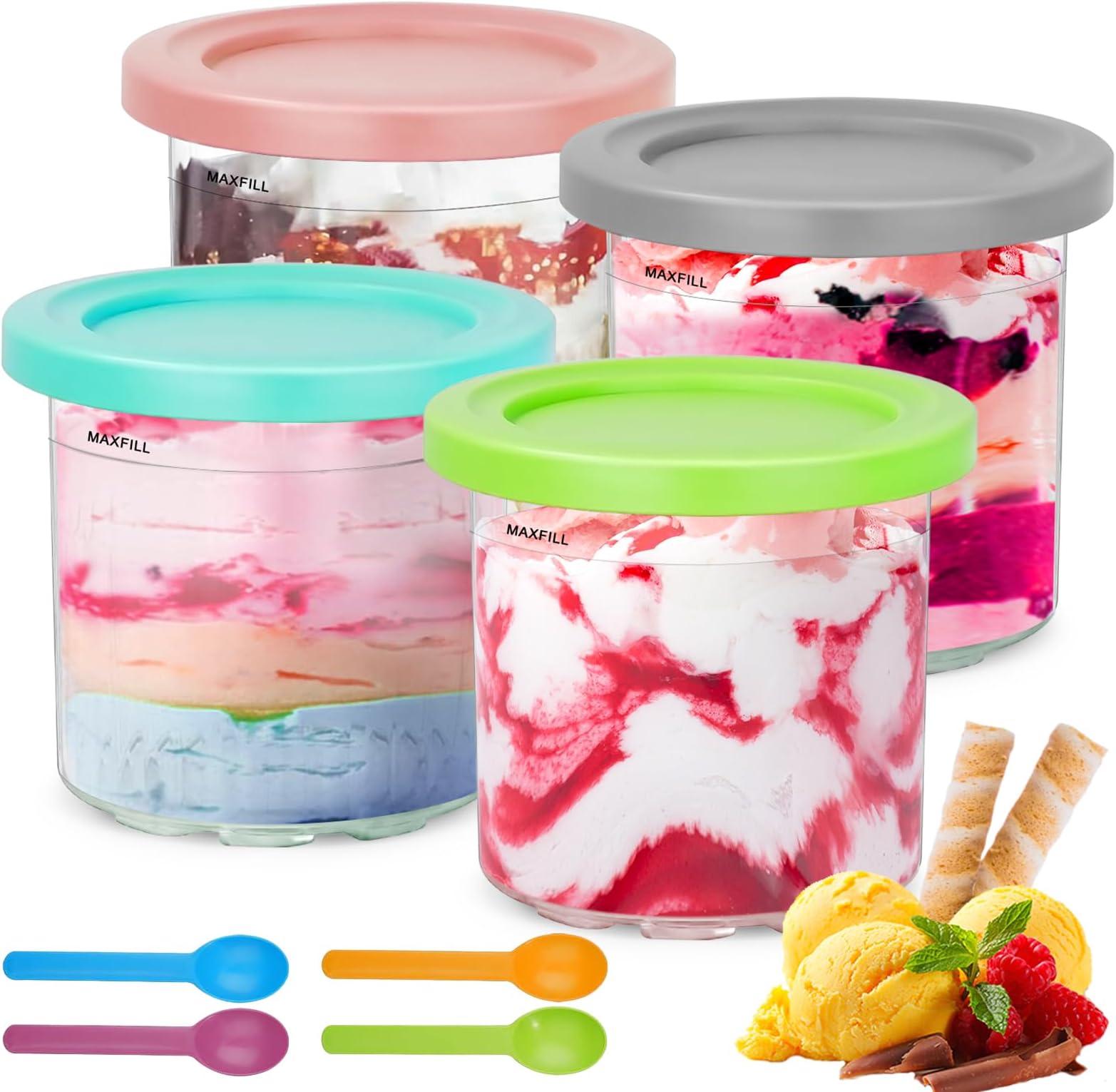 Ginger Ray Tropische Eiscreme-Leckerli-Behälter – 8 Stück, 142 Ml Fassungsvermögen – Schillerndes Design Für Hawaii-Partys, Sommerfeste & Grillabende