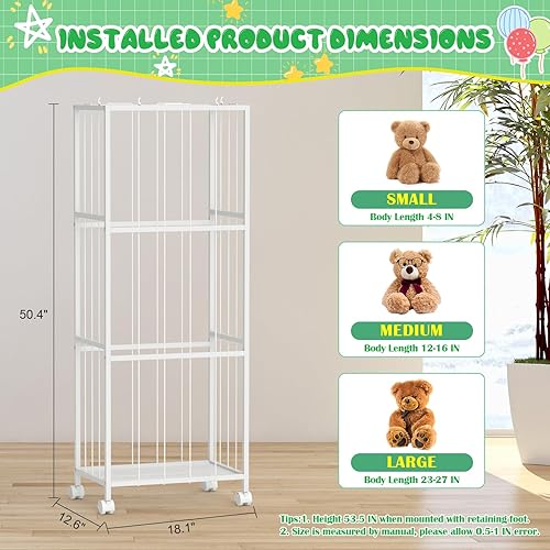 Miniatura 4 de Almacenamiento de animales de peluche, soporte grande de zoológico de peluche, organizador de almacenamiento de juguetes de peluche de metal