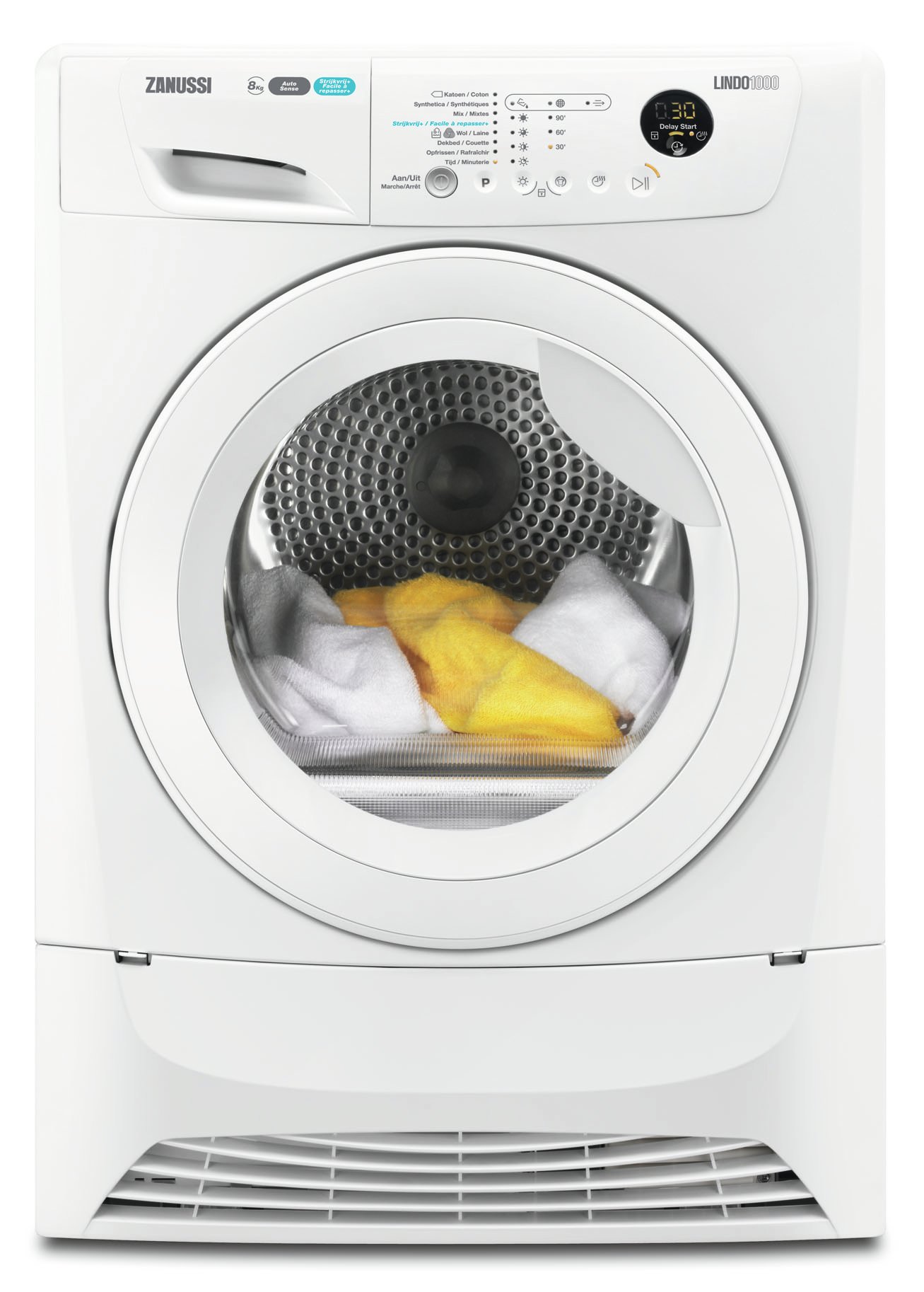 Zanussi ZDH8353W Secadora con Bomba de Calor de Libre Instalación, 8 Kg, Motor Inverter, Programa Antiarrugas, Tambor XXL, Puerta XXL, Filtro EcoFlow, Display LCD, Inicio Diferido, Blanco, A++