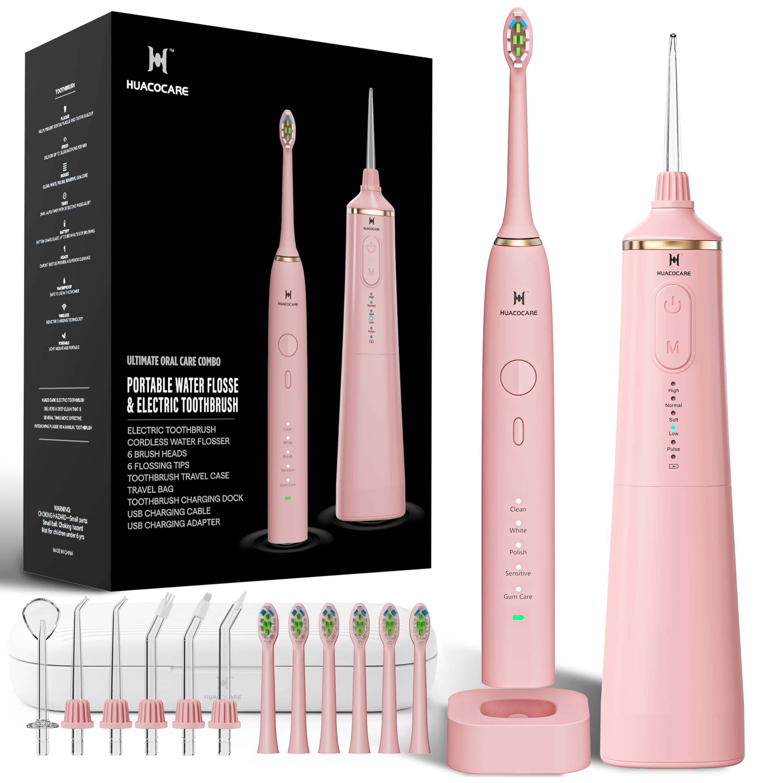 Water Dental flosser & Electric Toothbrush Combo- Brushing & Flossing- for Teeth Cleaning and Gum Health (Pink)-image-36