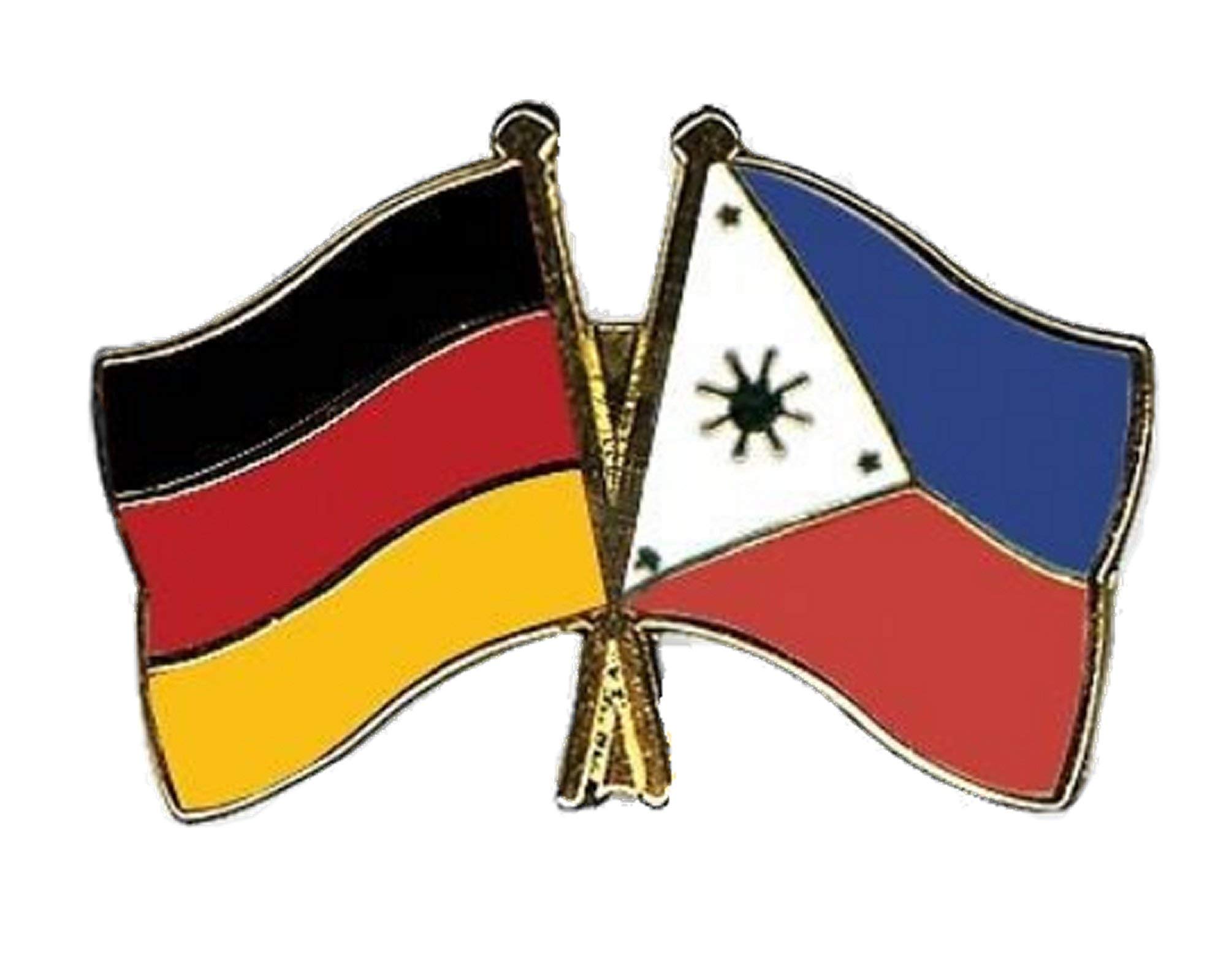 Germany & Philippines Friendship Flags Gold Plated Enamel Lapel Pin Badge