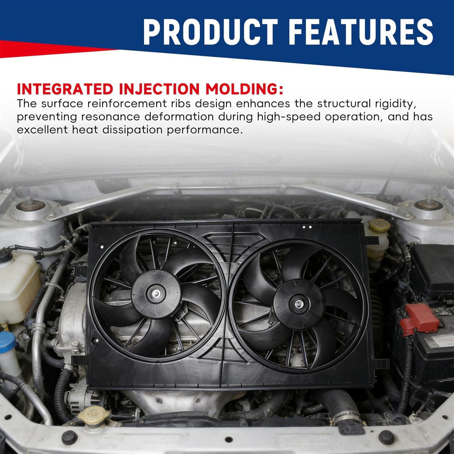 Radiator Fan 68031872AA 68031873AA Replacement for 200 07-14/Replacement for Compass 13-17/Replacement for Patriot 07-17/Replacement for Avenger 07-14