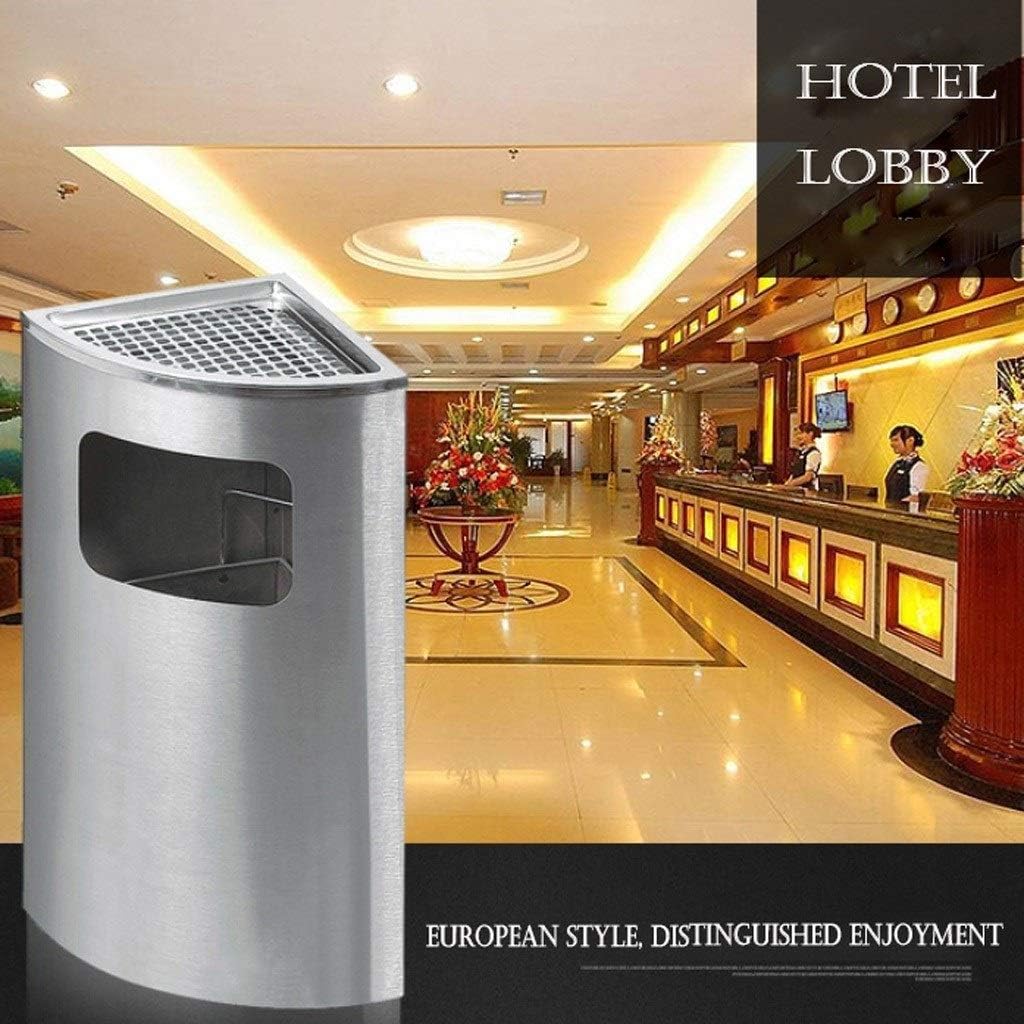 Waste Bins,Outdoor Ashtray Indoor and Outdoor Trash Cans Stainless Steel Trash Can, Trash Can with Ashtray, Fan S(Black) Outdoor Recyclibin/Black/a