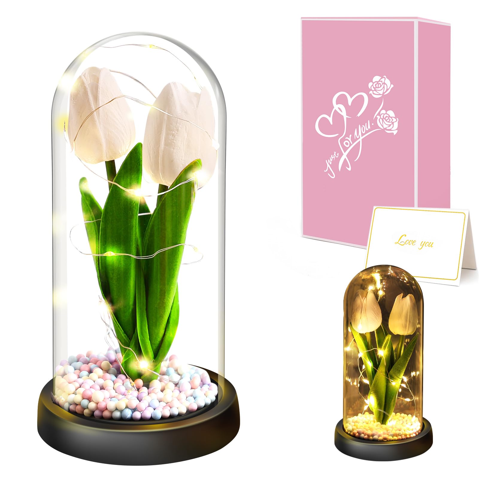 Fiore Artificiale Regalo di San Valentino per Donne, Idee Tulipani Regalo Donna, Romantico Kit di Tulipani Regalo Mamma Nonna, Regalo per Lei, Fiore Regalo Anniversario per Lei Idee Regalo Nascita