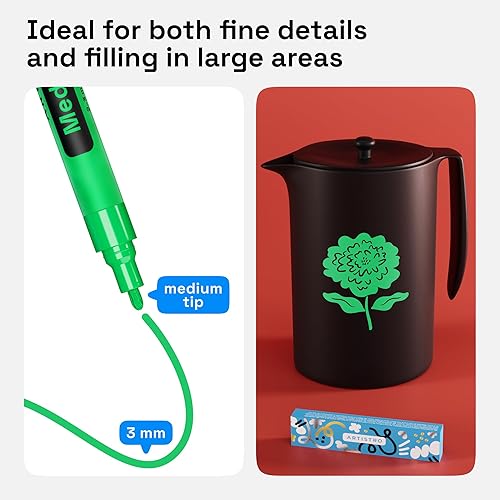 Miniatura 125 de ARTISTRO - 2 plumones de pintura acrílica blanca, punta media de 3 mm, perfectos para manualidades, proyectos de arte y más Blanco