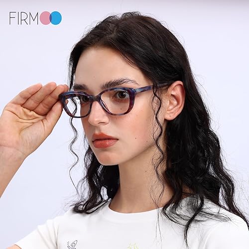 Miniatura 3 de Firmoo Lentes de lectura para computadora con bloqueo de luz azul, marco de acetato de ojo de gato vintage para mujer, 0.5 x 3.0 x
