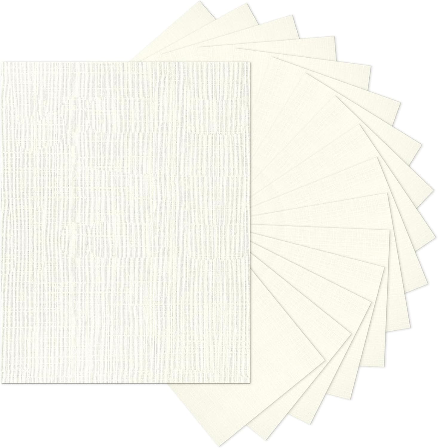 8.5 x 11 Ivory Textured Cardstock Linen Paper, Goefun Light Cream Cardstock Wedding Invitation Cards 80 lb Linen Paper for Printing, Invitations, Arts & Crafts and Business Cards, 100 Pack