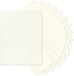 8.5 x 11 Ivory Textured Cardstock Linen Paper, Goefun Light Cream Cardst...