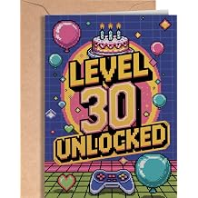 Funny 30th Birthday - Happy Birthday Card Video Game Themed for Turning 30 Years Old - Cool Gamer Level 30 for Son, Grandson, Nephew - Cute 30th Bday Greeting Cards for Gamers, Dad, Husband - NUM 307