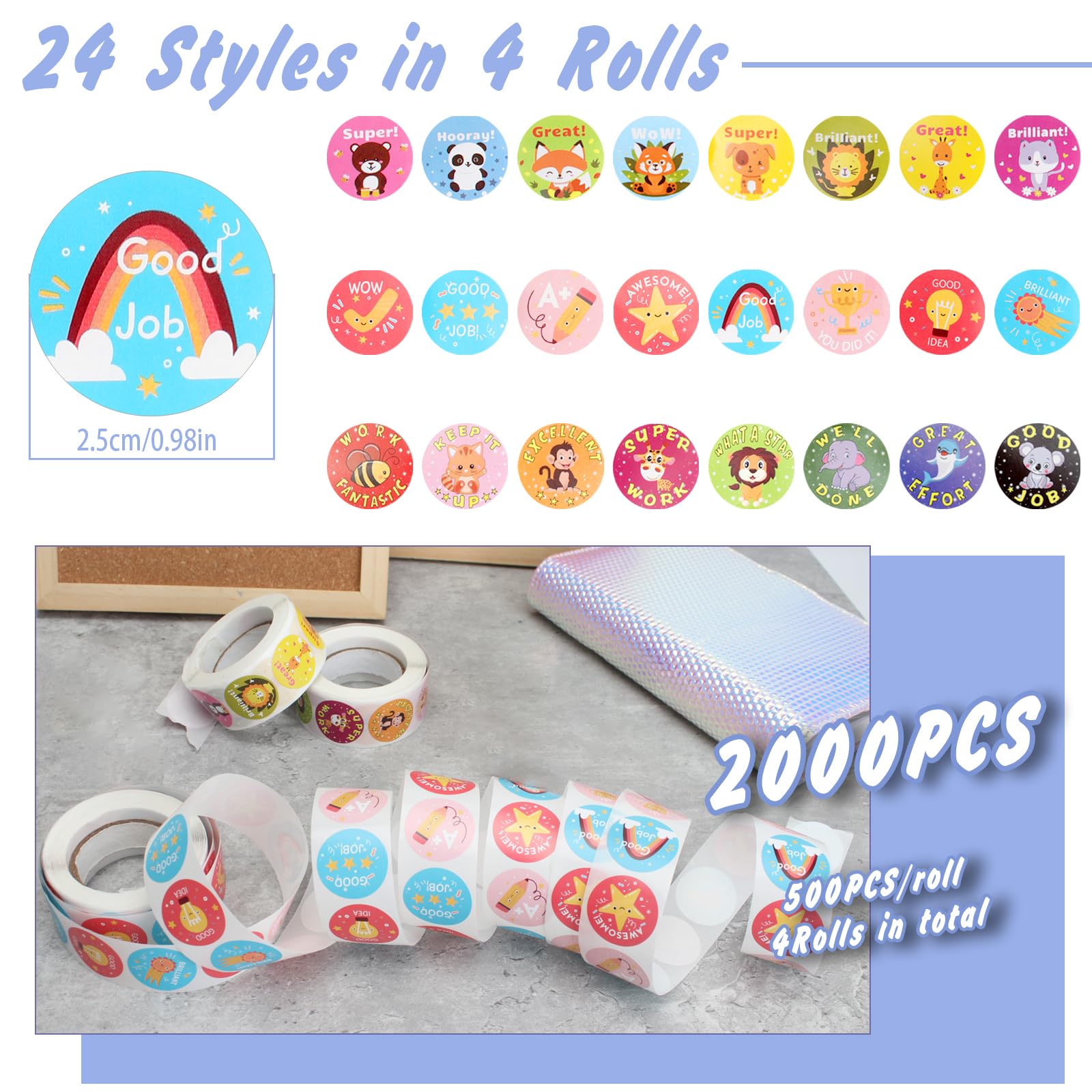 SUCHUANGUANG 500 Pièces/Rouleau Autocollants De Récompense Mignon Animal étudiant Motivation Encouragement Autocollant Papier Dessin Animé Autocollant