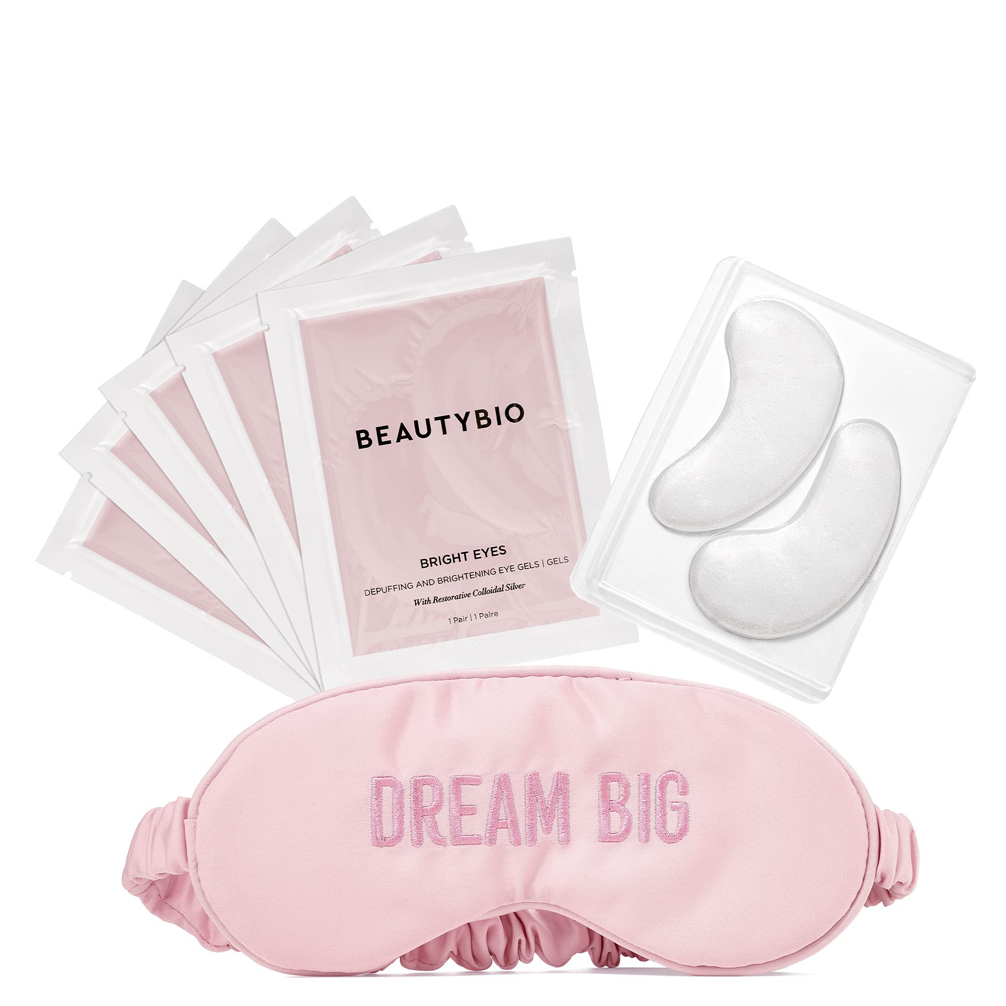 Photo 1 of BeautyBio Treat. Sleep. Repeat. Depuffing & Brightening Eye Gels and Silky Sleep Mask Set, 1 ct.