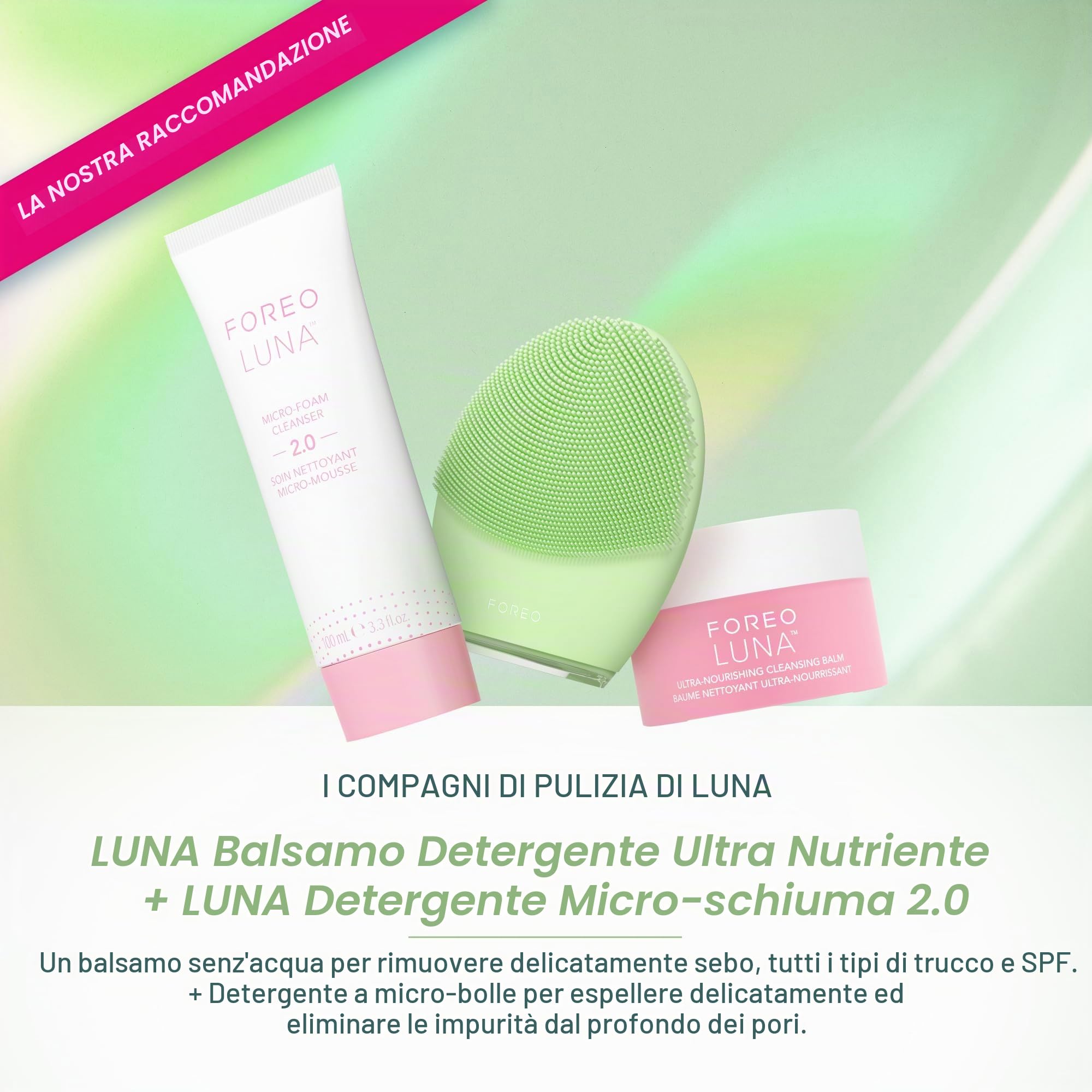 FOREO LUNA 4, spazzola detergente viso - Massaggio viso rassodante - Spazzola viso anti-age - Favorisce l'assorbimento delle formule di skincare - Pulizia viso semplice - Combination Skin | Spazzola Viso, Massaggiatore, Spazzola In Silicone, Esfoliante Vi