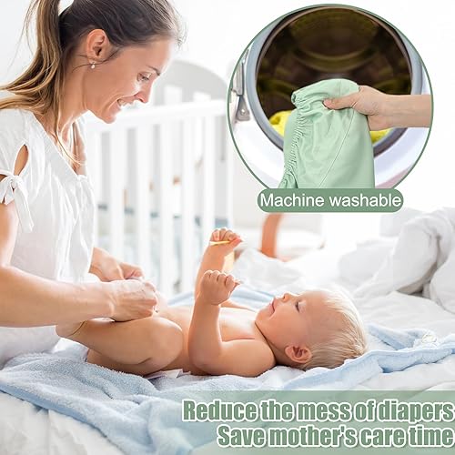 Miniatura 4 de Nuogo Paquete de 2 bolsas reutilizables para pañales, percheras colgantes con correa, lavables, de tela impermeable, bolsa húmeda para pañales de