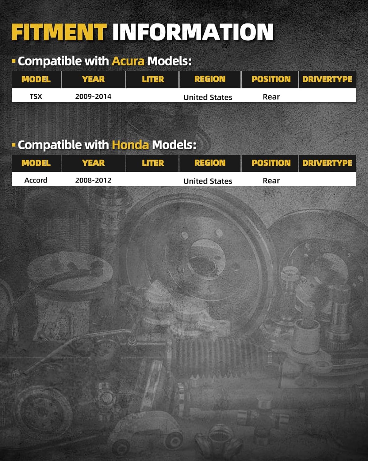 512353 Pair Rear Wheel Bearing Hub Assembly Compatible with Accord 2008-2012 TSX 2009-2014 with ABS 5 Lug 2pcs - Image 2