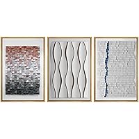 SIGNWIN Framed Canvas Print Wall Art Duotone Tile Art & Wavy 3D Lines Abstract Shapes Illustrations Modern Art Relax/Calm Multicolor Cool for Living Room, Bedroom, Office - 16