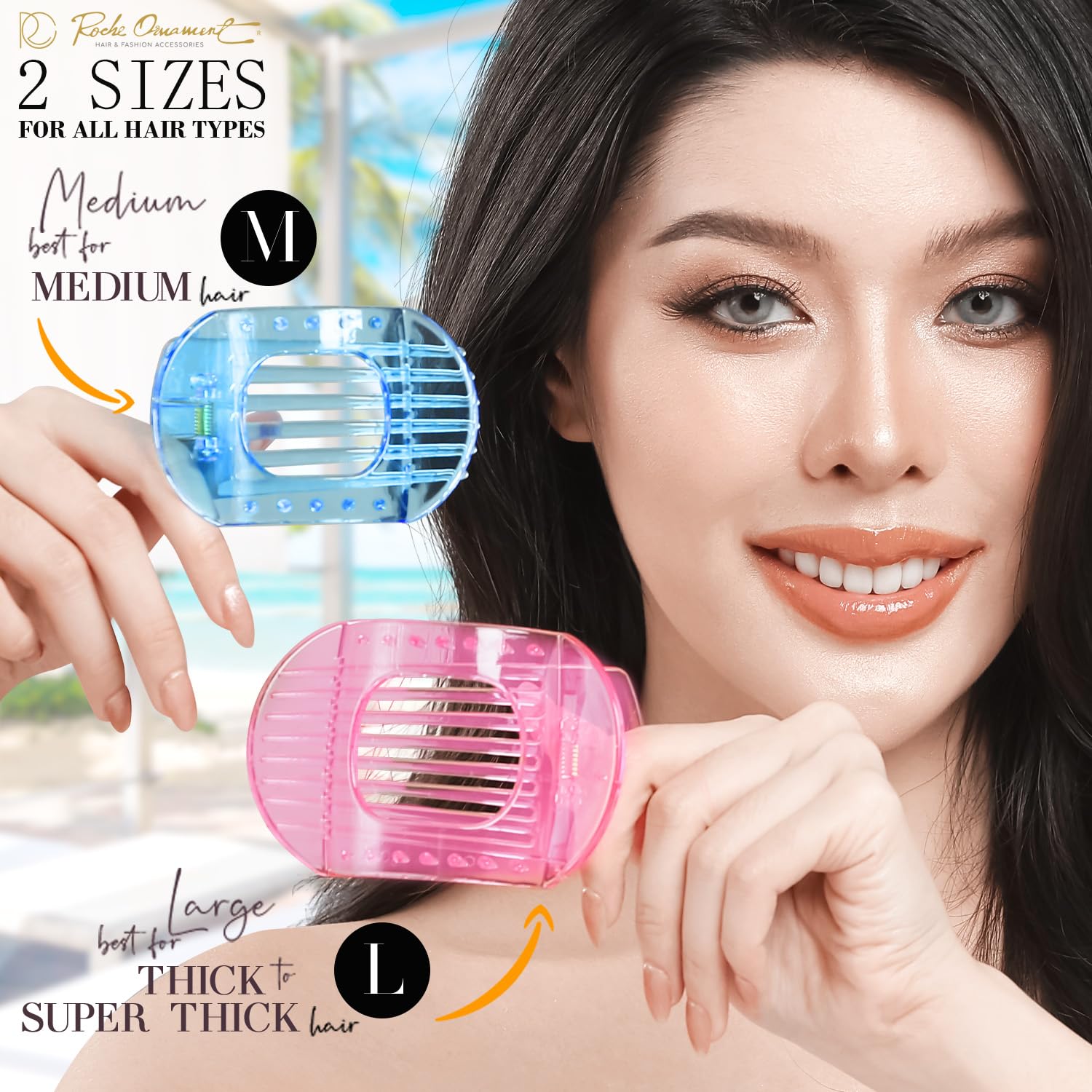 RC ROCHE 6 Pcs Flat Claw Hair Clips for Women Thick Hair French Round Duckbill Square Secure Strong Hold Grip Clamps Barrettes Curved No Slip No Crease Plastic Styling Cute - Image 4