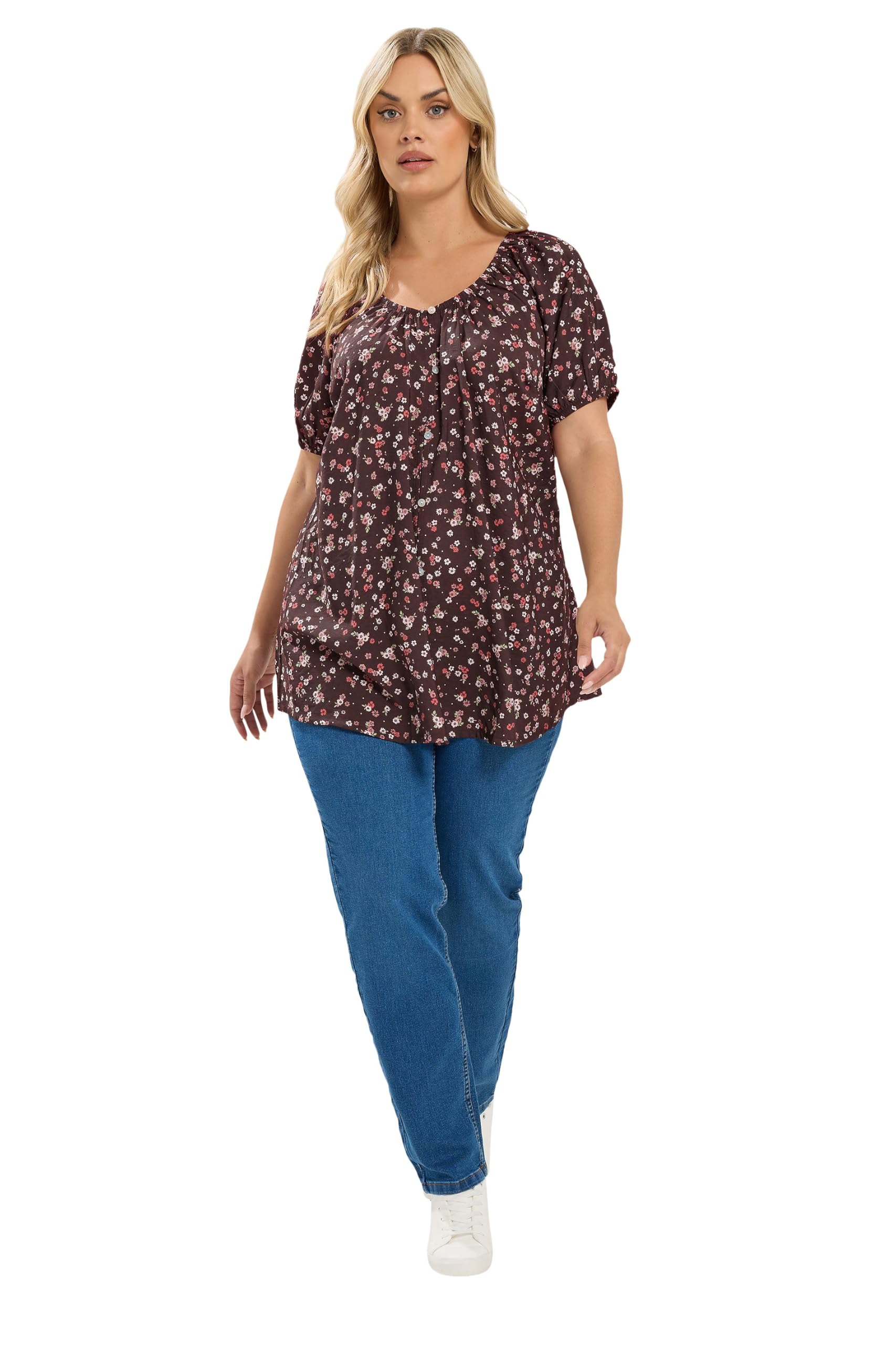 Yours Women's Brown Curve Chocolate Floral Blouse - Plus Size Curve