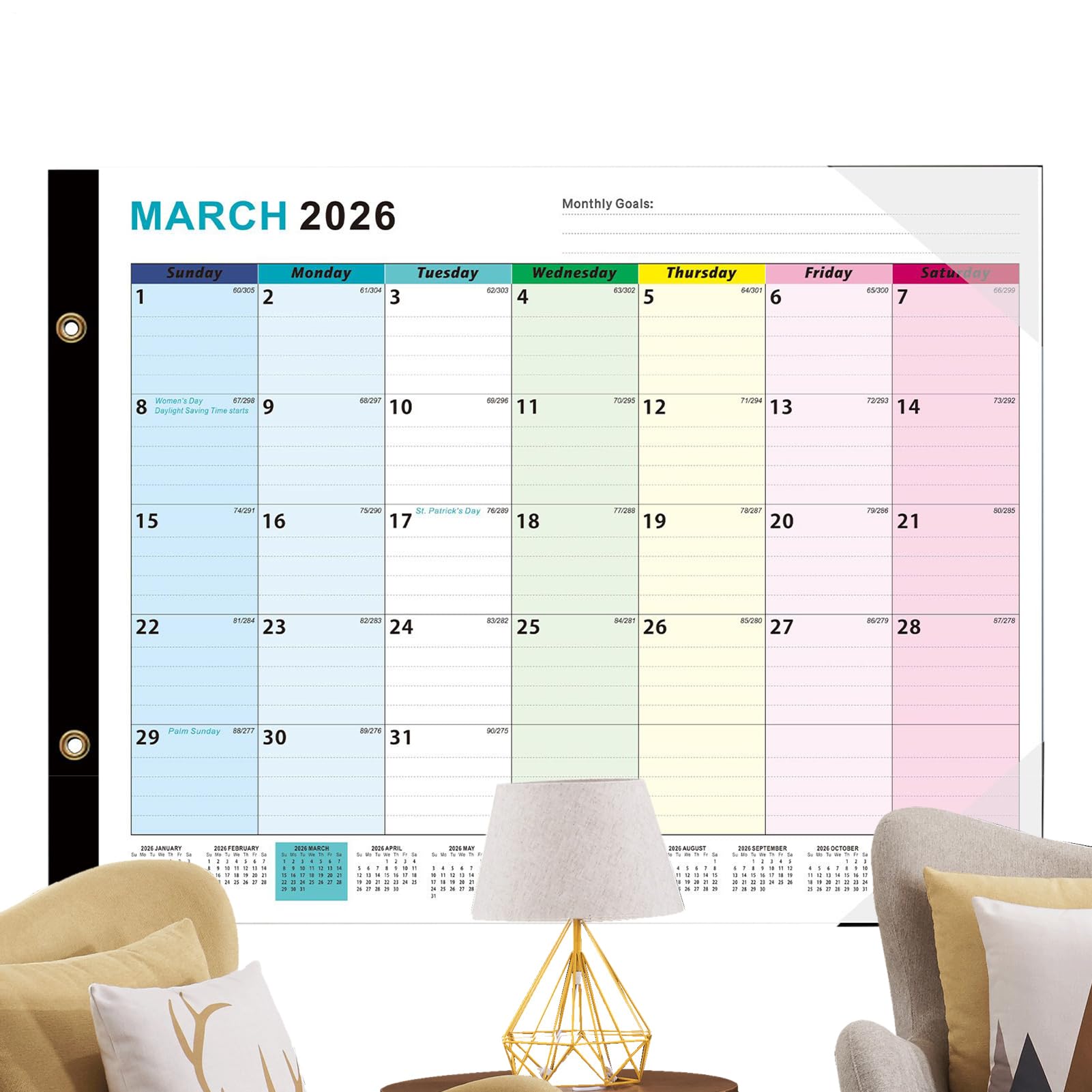 Trocken Löschbarer Kalender Für Die Wand | Januar 2026 Bis Juni 2027 Wandplaner Organizer | Wiederbeschreibbarer Terminplaner Mit Marker | Für Schule Büro Wohnzimmer