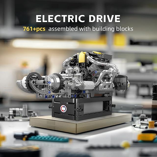 Foto 2 de 6 de Mould King 10207 Tecnología V8 - Bloques de construcción de Motor Realista con pistón móvil, Regalo…