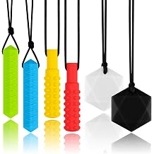 Sensory Chewy Necklaces, Silicone Oral Motor Aids Sensory Chew Necklace for Kids with Austim, ADHD, Anxiety or Special Needs