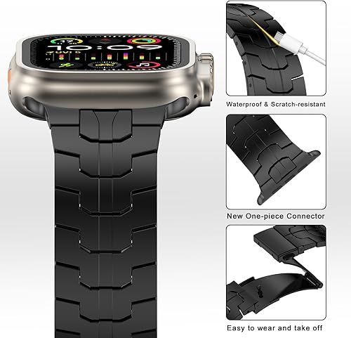 Miniatura 139 de MioHHR Correa y funda de acero inoxidable compatible con Apple Watch Band de 1.772 pulgadas, cubierta protectora de metal para hombres para iWatch
