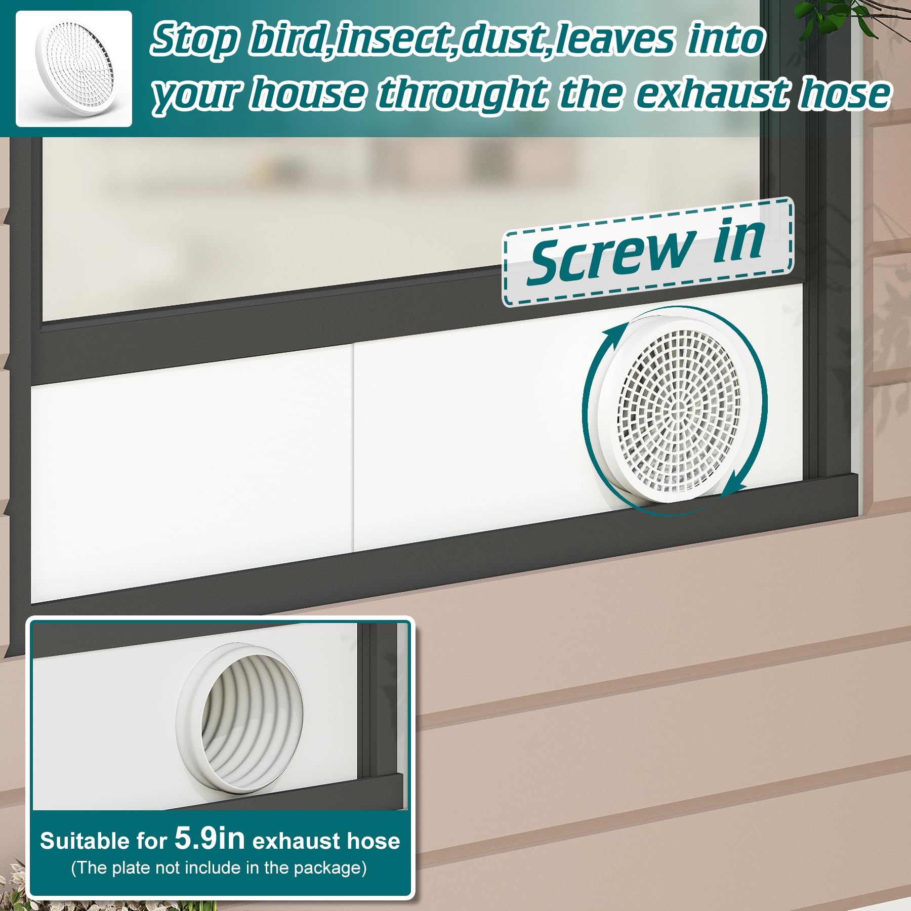 Daisypower Kit de ventana de aire acondicionado portátil con aislamiento de espuma, aislamiento térmico y ruido, paneles de sellado ajustables para manguera de CA, se adapta a una ventana doble
