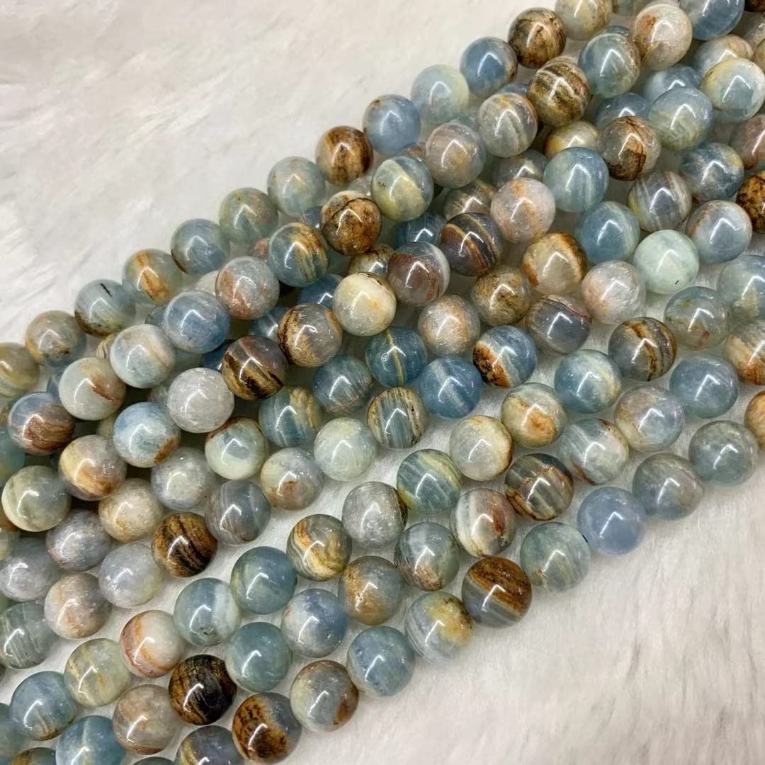 1 Juego de Cuentas Sueltas de Calcita Azul Argentina, Piedra Preciosal, para la Fabricación de Joyas (15")./Blue/9.5-10Mm
