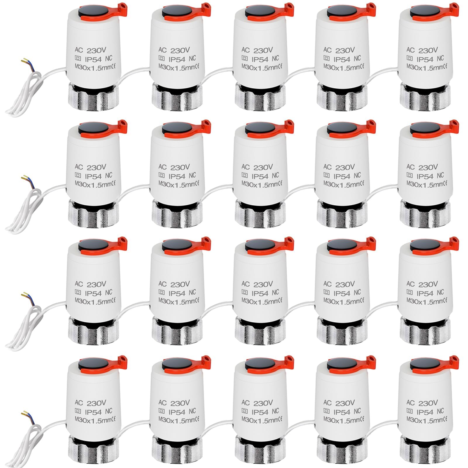 Stellantrieb Fussbodenheizung 230v M30x1,5 NC (stromlos geschlossen), Stellmotor VA80 für Fußbodenheizung, Fußbodenheizung Ventil für nahezu jeden Heizkreisverteiler (20)