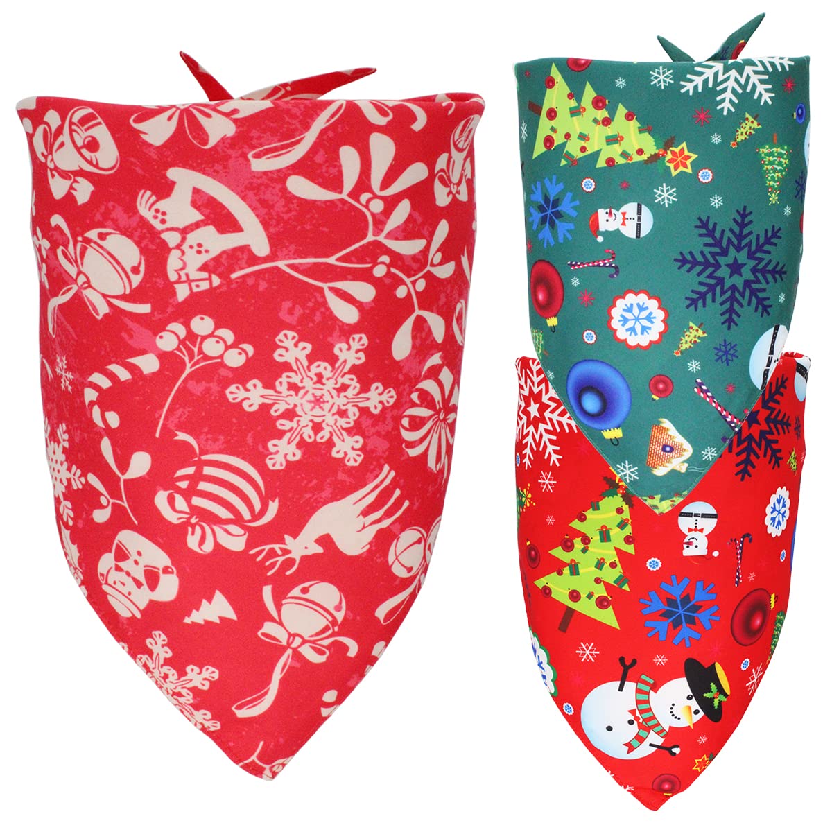 3 Pieces Christmas Triangle Scarfs Print