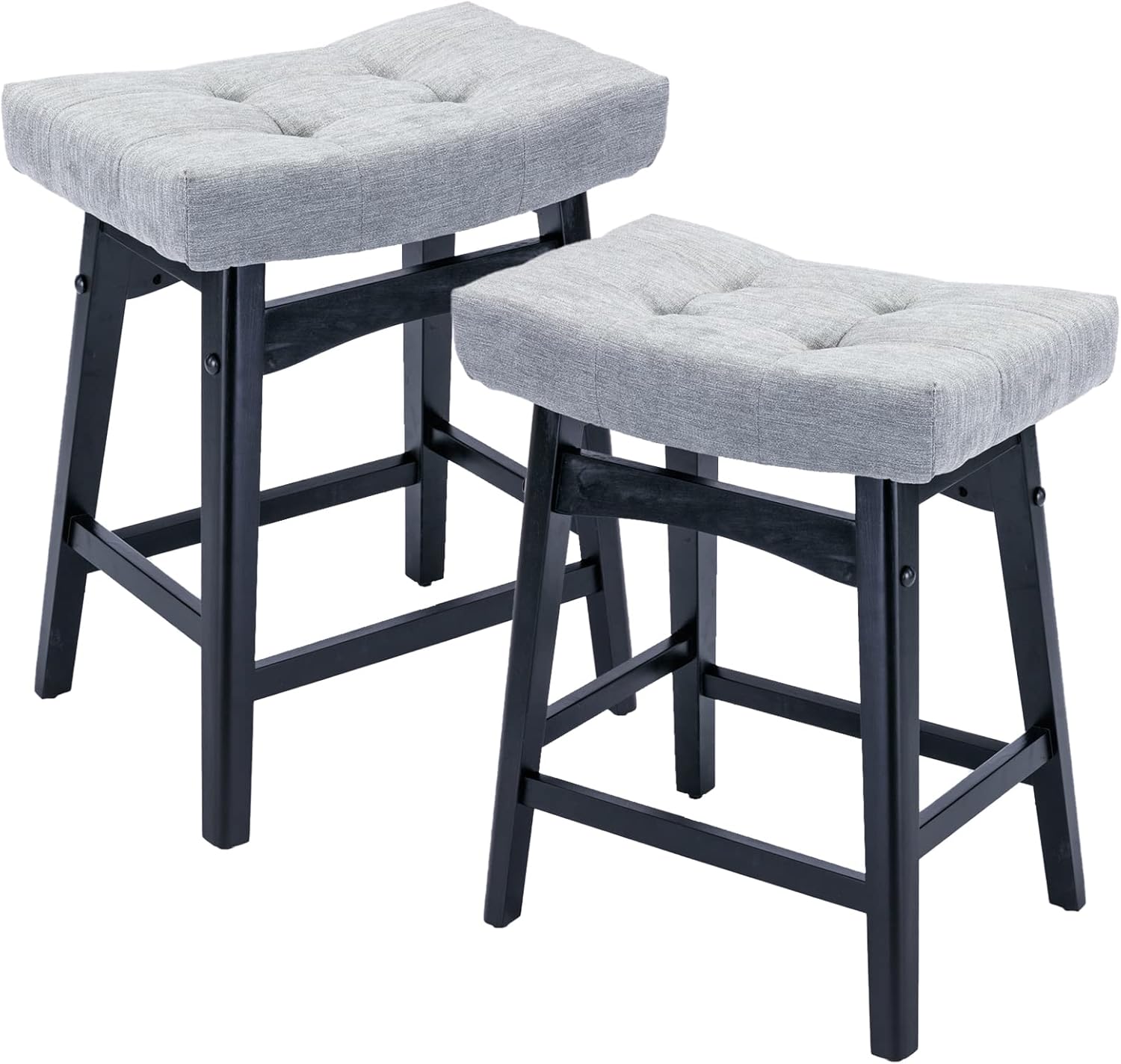 Counter Height stools Set of 2, 25 Inch Linen Fabric